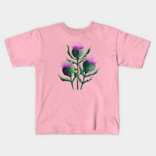 Thistles Watercolour Painting Kids T-Shirt